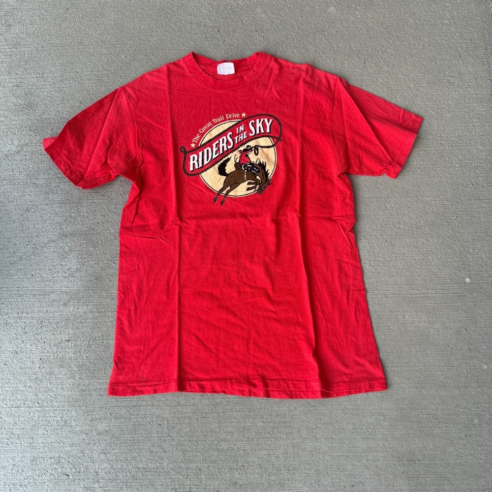 Vintage Hanes Beefy-T Unisex T-Shirt Red Riders In The Sky USA Made XL 46-48
